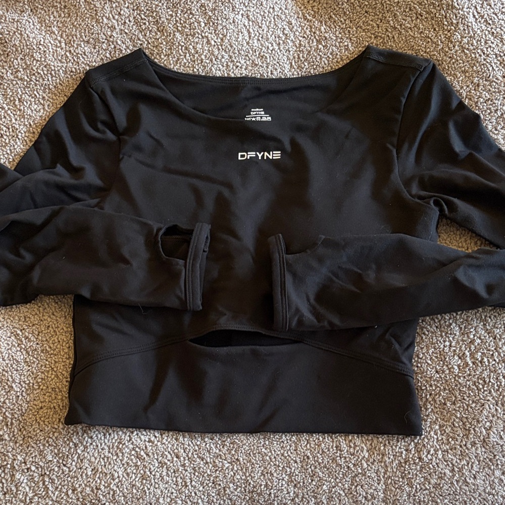 Women's Black Long Sleeve Workout Top